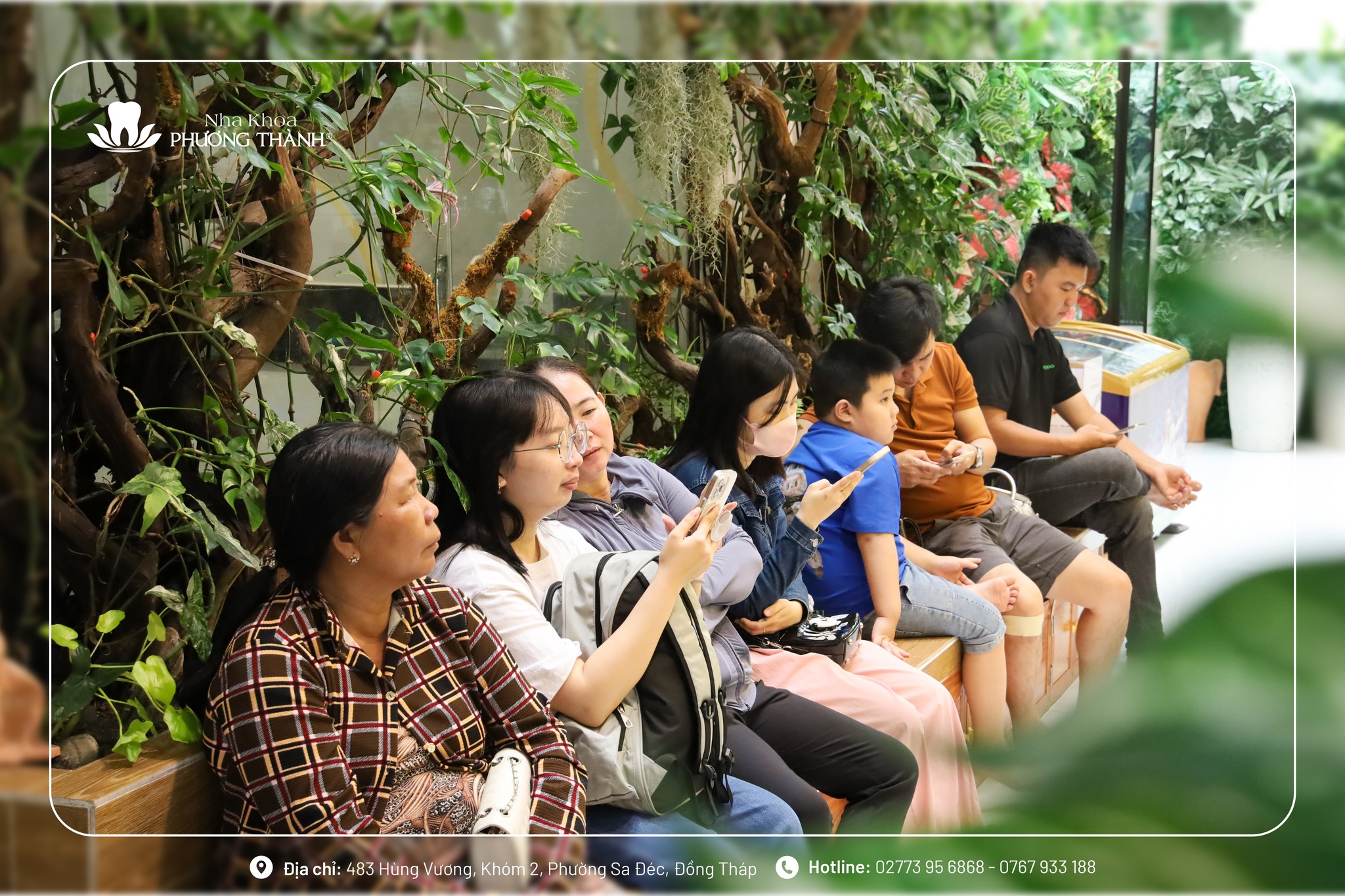 People sitting in a waiting area.
