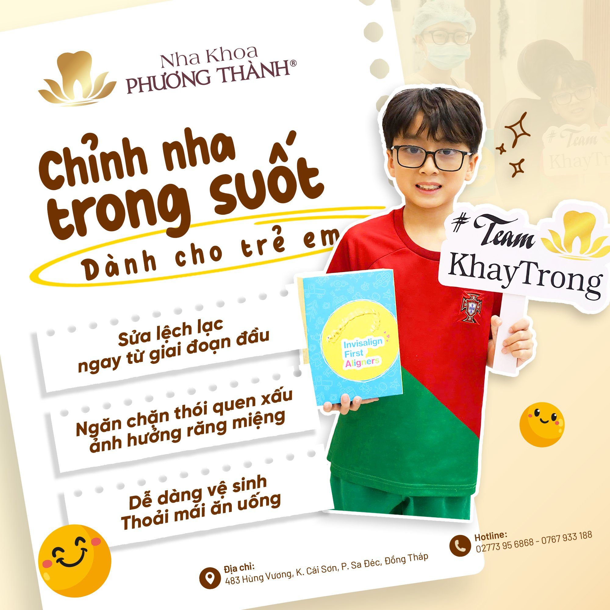 Trẻ em đeo khay niềng răng trong suốt Invisalign First tại Nha khoa Phương Thành