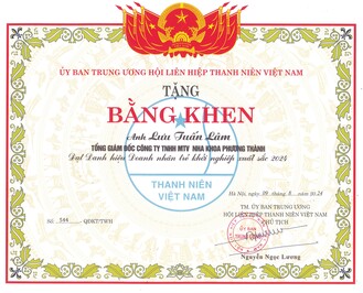 Bằng khen của Hội Liên hiệp Thanh niên Việt Nam trao cho ông Lưu Tuấn Linh vì thành tích xuất sắc trong phong trào thanh niên khởi nghiệp năm 2023