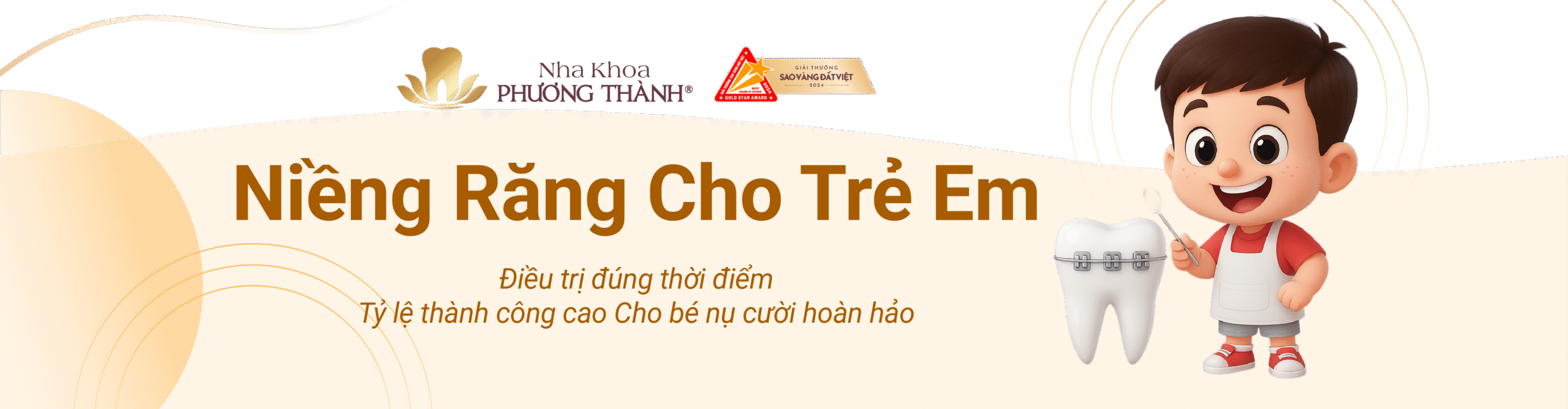 Banner quảng cáo dịch vụ Niềng răng cho trẻ em tại Nha khoa Phương Thành