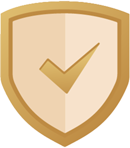 Biểu tượng khiên vàng với dấu tích xác nhận ở giữa – đại diện cho sự bảo vệ, uy tín và cam kết chất lượng dịch vụ nha khoa tại Nha Khoa Phương Thành