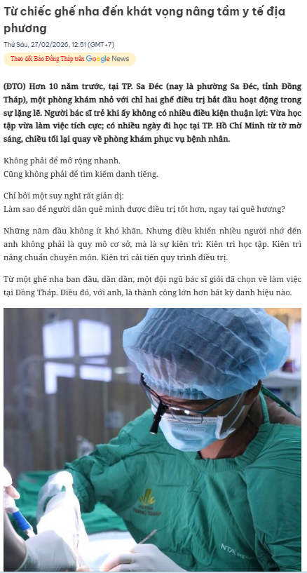 Từ chiếc ghế nha đến khát vọng nâng tầm y tế địa phương