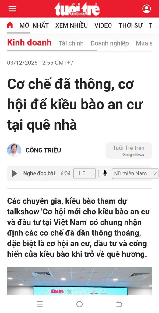Cơ chế đã thông, cơ hội để kiều bào an cư tại quê nhà