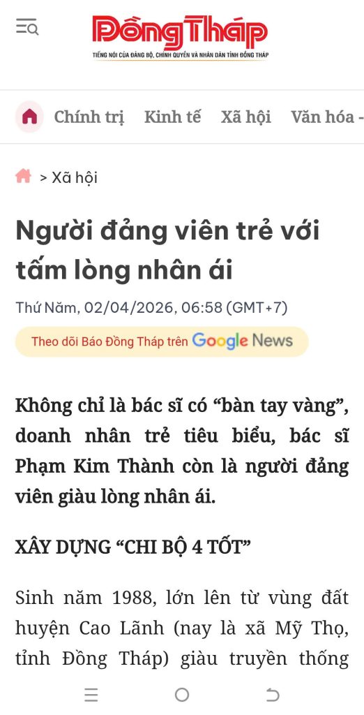 Người đảng viên trẻ với tấm lòng nhân ái