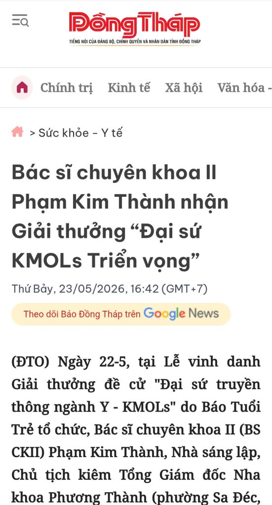 Bác sĩ CKII Phạm Kim Thành nhận Giải thưởng “Đại sứ KMOLs Triển vọng”
