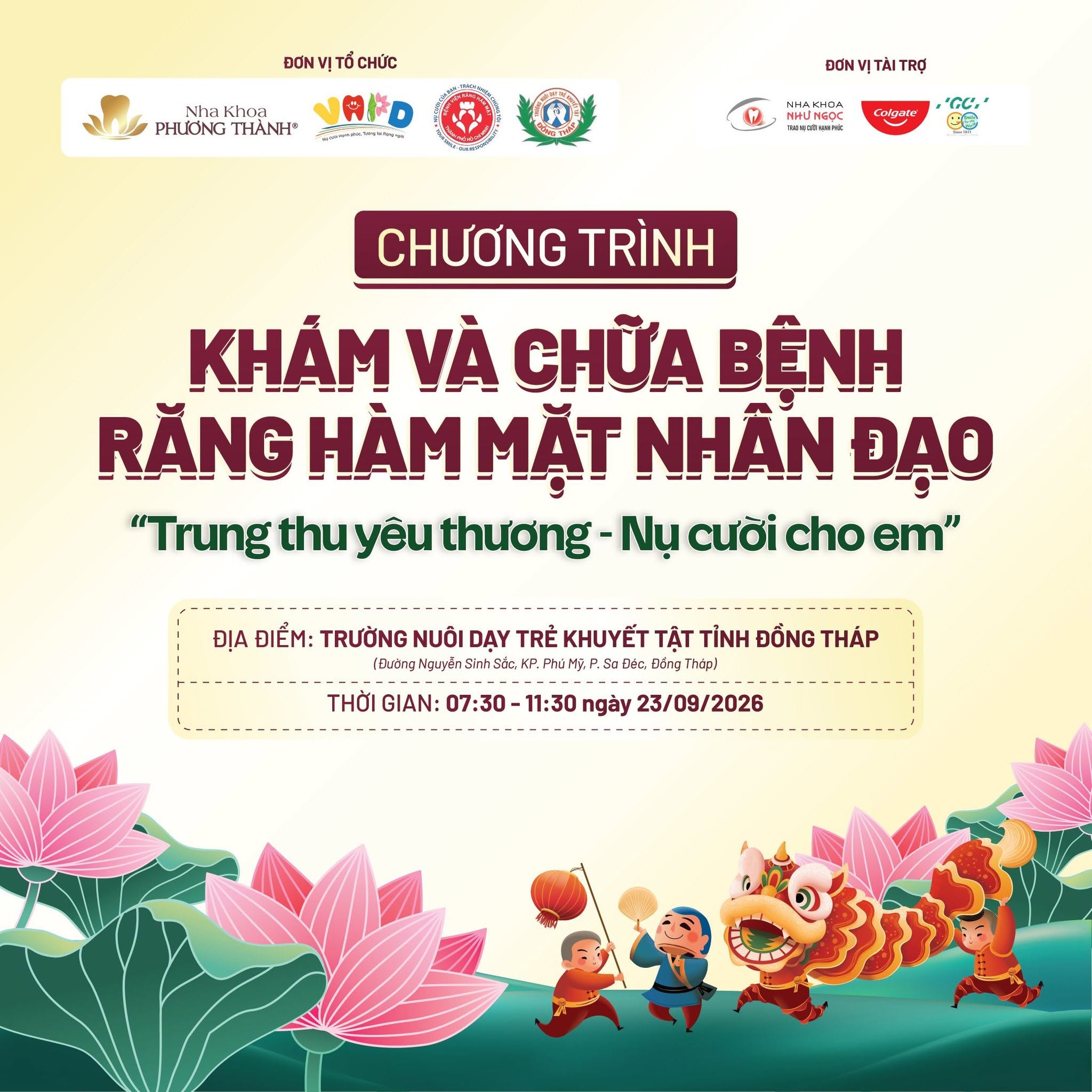 NHA KHOA PHƯƠNG THÀNH PHỐI HỢP CÙNG HỘI NHA KHOA TRẺ EM VIỆT NAM VÀ BỆNH VIỆN RĂNG HÀM MẶT TP.HCM KHÁM, ĐIỀU TRỊ RĂNG MIỆNG CHO GẦN 280 TRẺ EM KHUYẾT TẬT